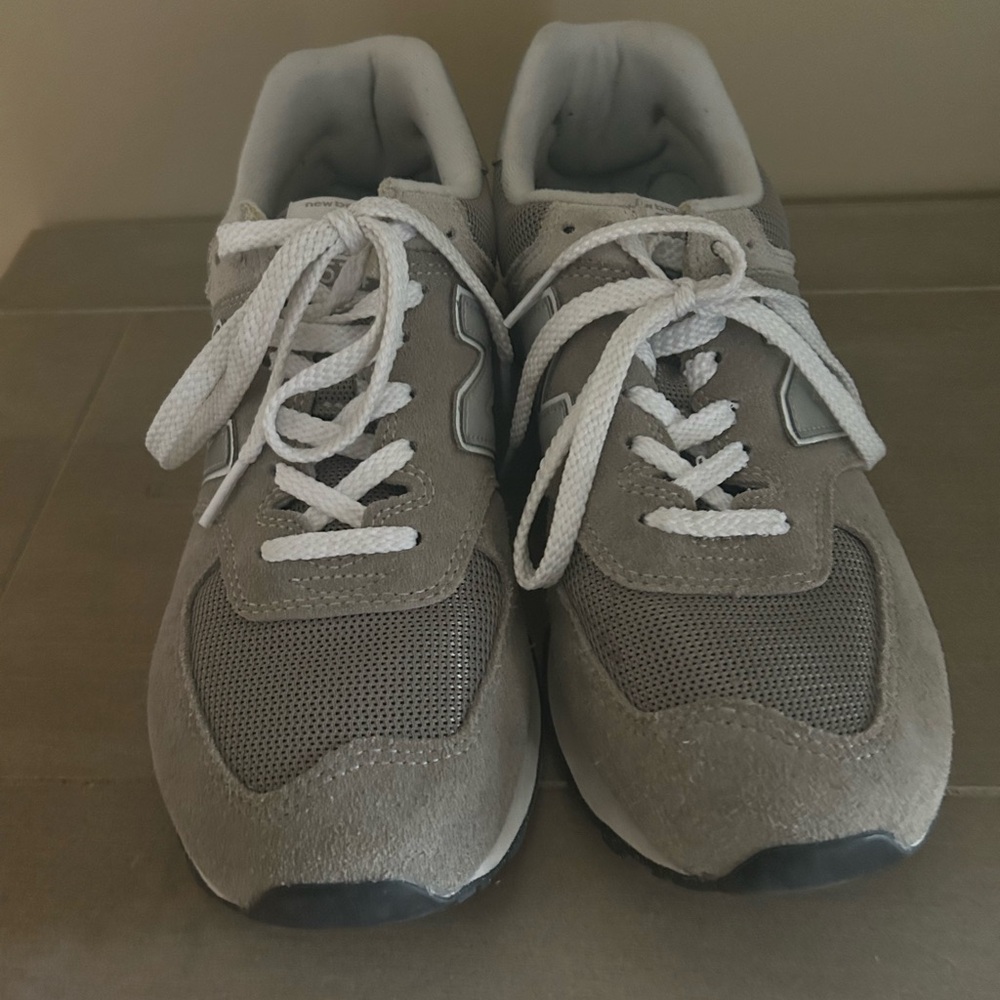 Gray Sneakers with White Laces